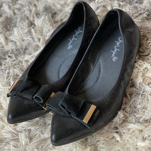 COPY - Black leather flats with bow